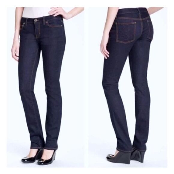 Tory Burch supper skinny jeans 30 bark blue logo on pockets back - Picture 1 of 11